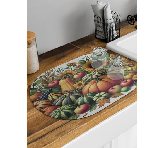 Изображение товара Коврик для сушки посуды JoyArty Фруктовая поляна овальный 58x38 см sbm_sd4024_58x38