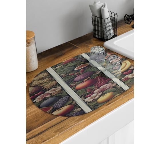 Изображение товара Коврик для сушки посуды JoyArty Фруктовый пир овальный 58x38 см sbm_sd3436_58x38