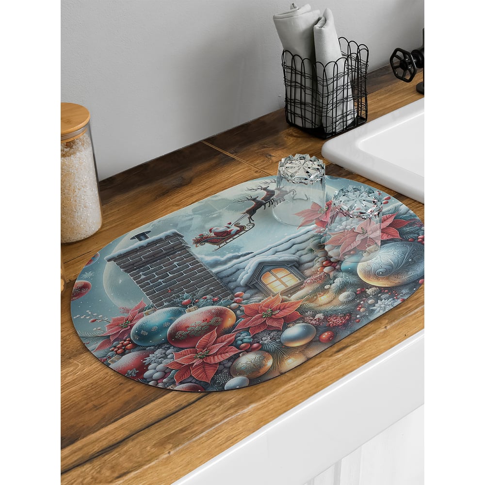 Изображение товара Коврик для сушки посуды JoyArty Сказочная ночь овальный 58x38 см