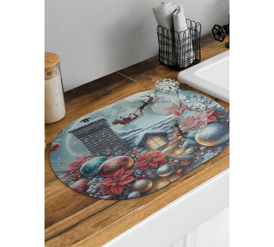 Изображение товара Коврик для сушки посуды JoyArty Сказочная ночь овальный 58x38 см sbm_sd3869_58x38