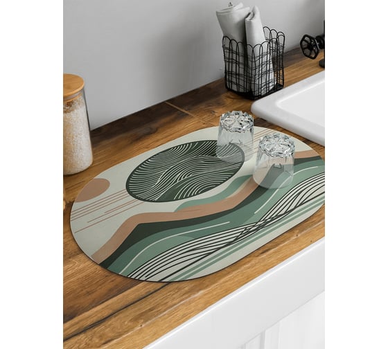 Изображение товара Коврик для сушки посуды JoyArty Солнце горы овальный 58x38 см sbm_sd3555_58x38