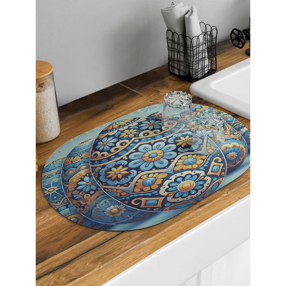 Изображение товара Коврик для сушки посуды JoyArty овальный 58x38 см с росписью яйца