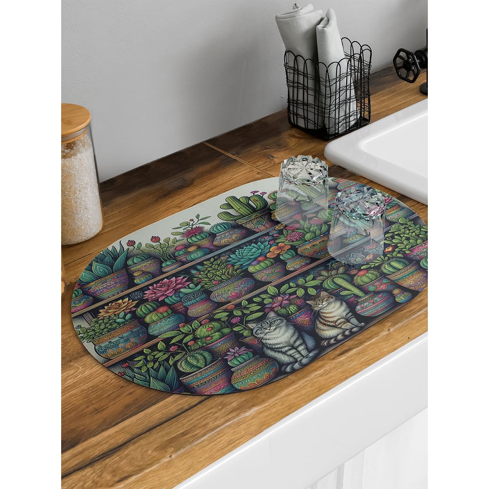 Изображение товара Коврик для сушки посуды JoyArty овальный 58x38 см