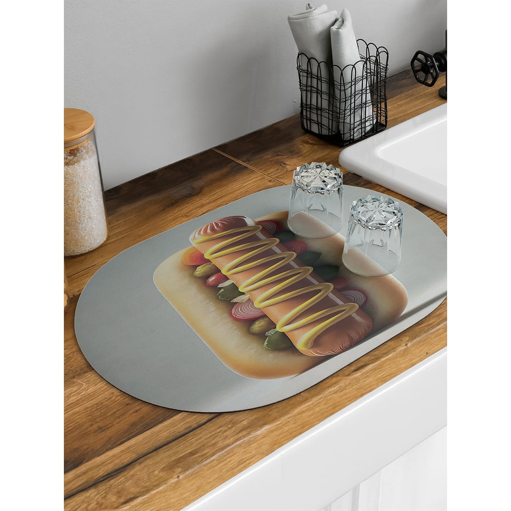 Изображение товара Коврик для сушки посуды JoyArty овальный 58x38 см удобный и практичный