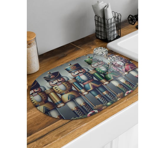 Изображение товара Коврик для сушки посуды JoyArty Солдатики в строю овальный 58x38 см sbm_sd3932_58x38