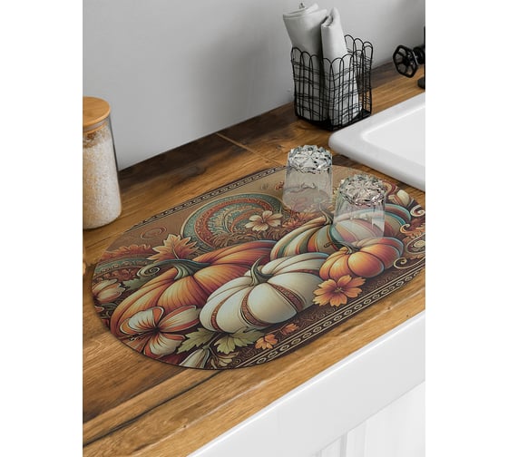 Изображение товара Коврик для сушки посуды JoyArty Тыквенная поляна овальный 58x38 см sbm_sd4011_58x38
