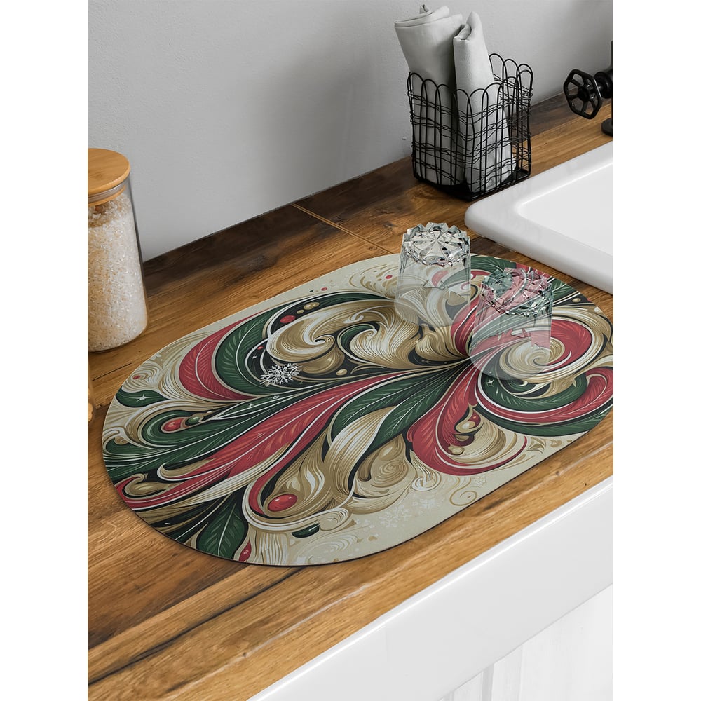 Изображение товара Коврик для сушки посуды JoyArty овальный 58x38 см с ярким узором
