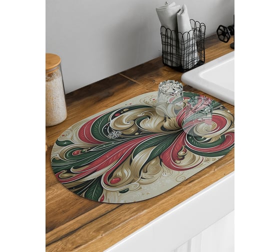Изображение товара Коврик для сушки посуды JoyArty Узоры краской овальный 58x38 см sbm_sd3919_58x38