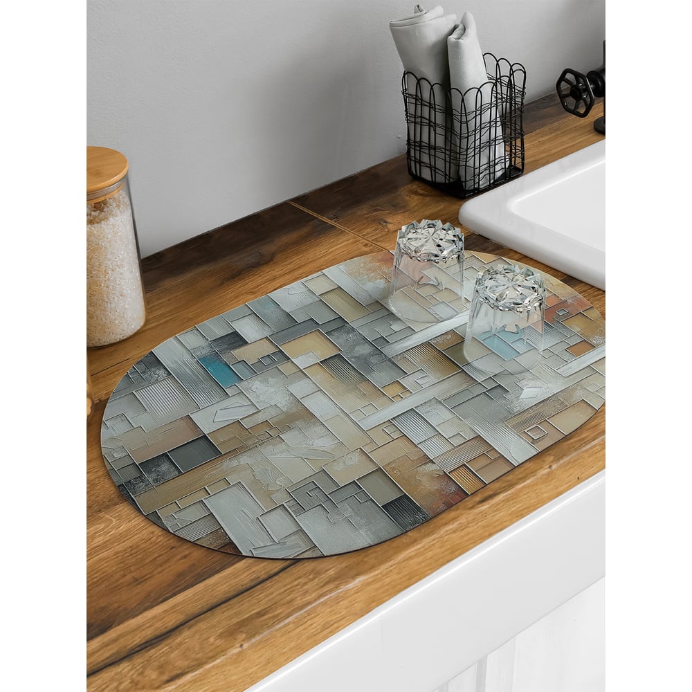 Изображение товара Коврик для сушки посуды JoyArty Тетрис овальный 58x38 см