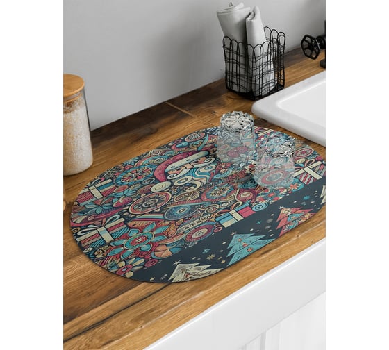 Изображение товара Коврик для сушки посуды JoyArty Подарки на празник овальный 58x38 см sbm_sd3974_58x38