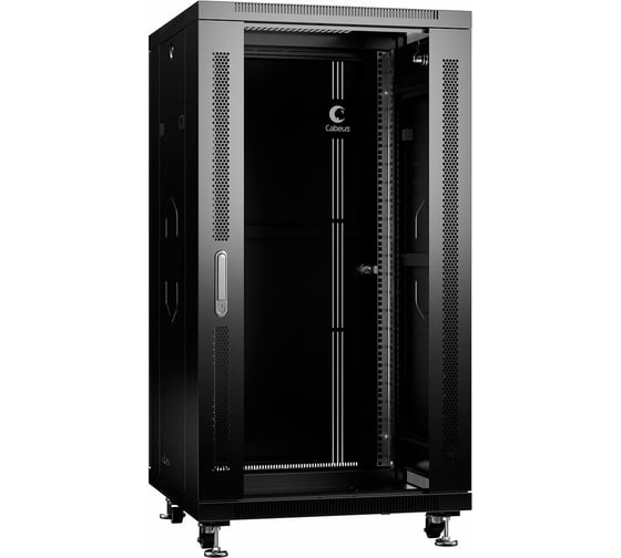 Изображение товара Телекоммуникационный монтажный шкаф Cabeus 19 напольный для оборудования 22U SH-05C-22U60/80-BK