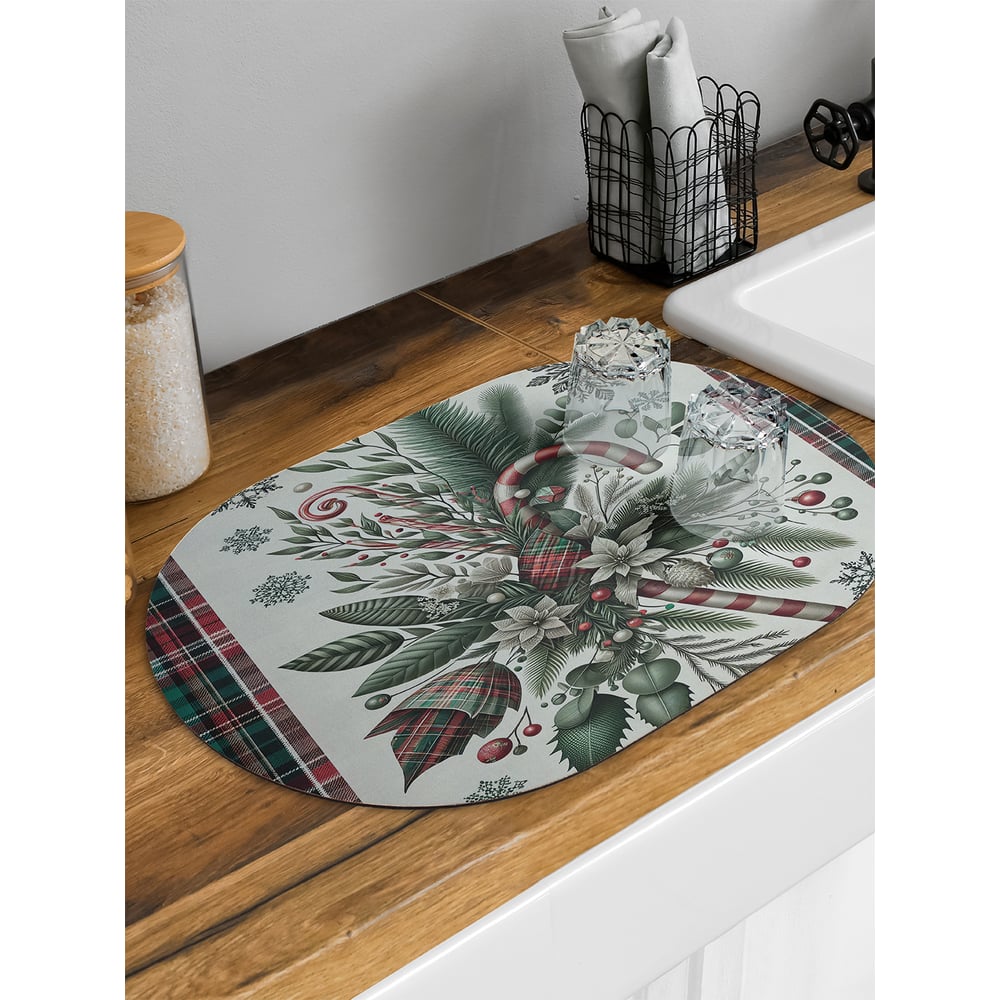 Изображение товара Коврик для сушки посуды JoyArty Праздничный набор овальный 58x38 см sbm_sd3908_58x38