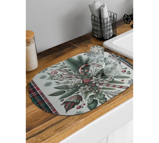 Изображение товара Коврик для сушки посуды JoyArty Праздничный набор овальный 58x38 см sbm_sd3908_58x38