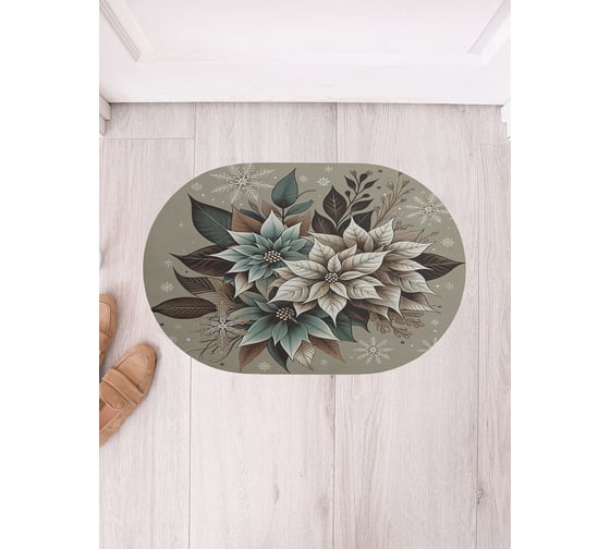 Изображение товара Коврик в прихожую JoyArty овальный Букет в снежинках 58x38 см sbm_sd3918_58x38