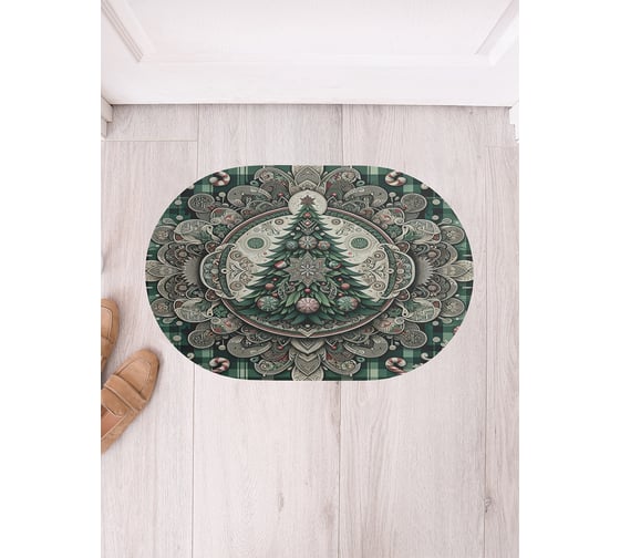 Изображение товара Коврик в прихожую JoyArty овальный Нарядная елочка 58x38 см sbm_sd3910_58x38