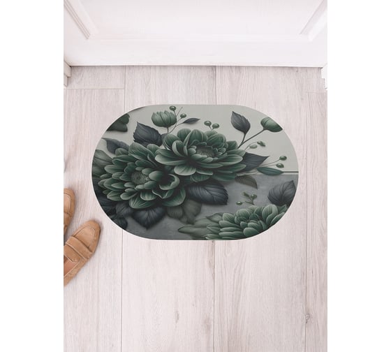 Изображение товара Коврик в прихожую JoyArty овальный Зеленые цветы 58x38 см sbm_sd3540_58x38