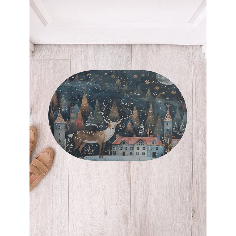 Изображение товара Коврик в прихожую овальный JoyArty Ночь 58x38 см, влаговпитывающий