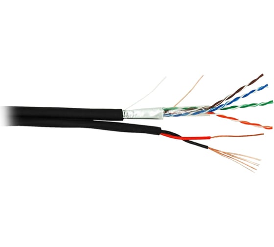 Изображение товара Кабель NETLAN F/UTP 4 пары, категория 5e, одножильный, медный, с силовым кабелем EC-UF004-5E-PC050-PE-BK