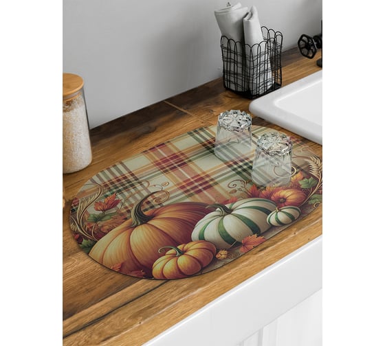 Изображение товара Коврик для сушки посуды JoyArty Шотландская тыква овальный 58x38 см sbm_sd4010_58x38