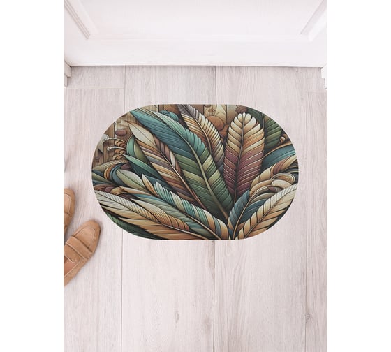 Изображение товара Коврик в прихожую JoyArty овальный Перья птиц 58x38 см sbm_sd3458_58x38