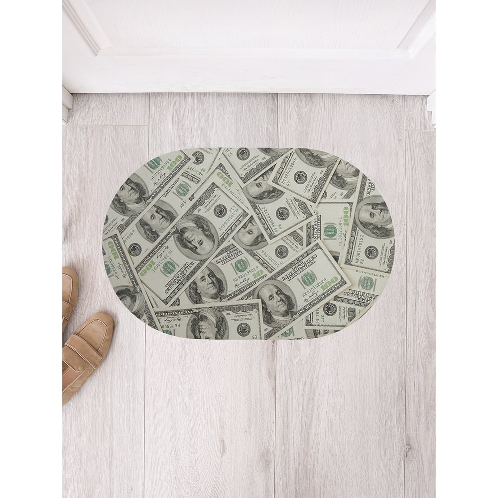 Изображение товара Грязезащитный коврик в прихожую JoyArty овальный 58x38 см с принтом Банкноты