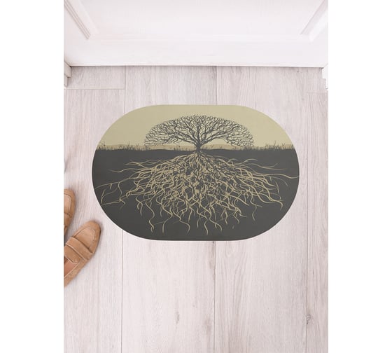 Изображение товара Коврик придверный грязезащитный в прихожую JoyArty с принтом Дерево жизни овальный 58x38 см sbm_378440_58x38