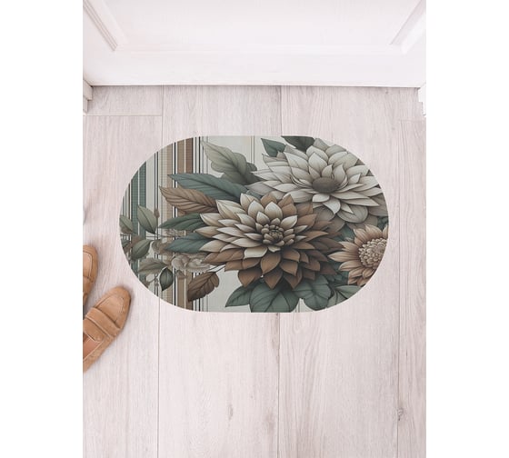 Изображение товара Коврик в прихожую JoyArty овальный Цветы полоски 58x38 см sbm_sd3511_58x38