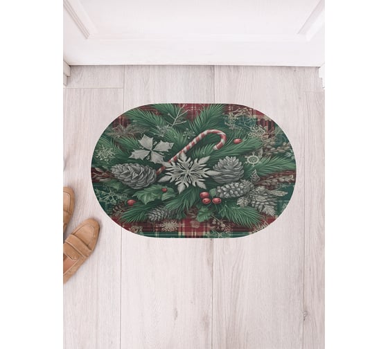 Изображение товара Коврик в прихожую JoyArty овальный Снежинки в иголках 58x38 см sbm_sd3904_58x38