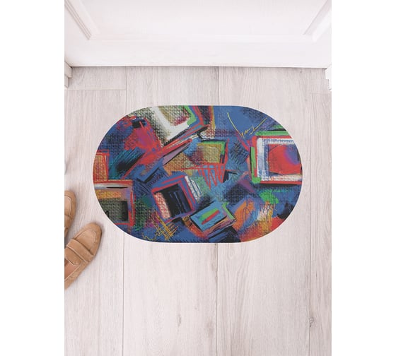 Изображение товара Коврик придверный грязезащитный в прихожую JoyArty с принтом Геометрическая картина овальный 58x38 см sbm_21395_58x38