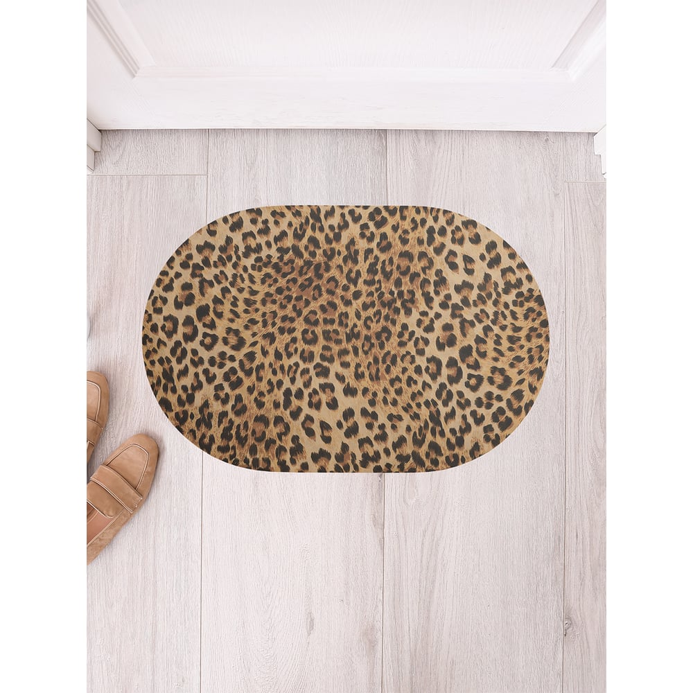 Изображение товара Коврик придверный грязезащитный в прихожую JoyArty с принтом Классический леопард овальный 58x38 см sbm_14069_58x38