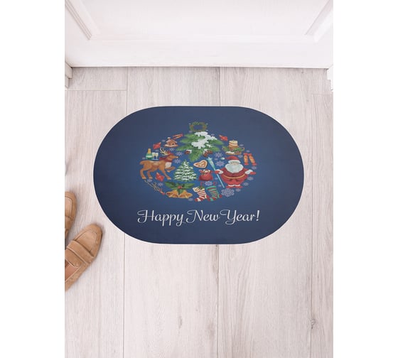 Изображение товара Коврик придверный грязезащитный в прихожую JoyArty с принтом Новогодний шар овальный 58x38 см sbm_427862_58x38