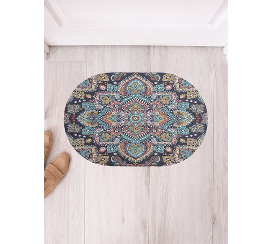 Изображение товара Коврик придверный грязезащитный в прихожую JoyArty с принтом Цветочный орнамент овальный 58x38 см sbm_33877_58x38