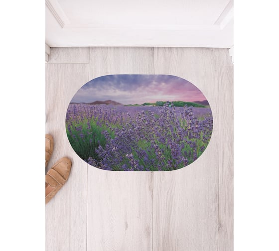 Изображение товара Коврик придверный грязезащитный в прихожую JoyArty с принтом Лаванда в цвету овальный 58x38 см sbm_39842_58x38
