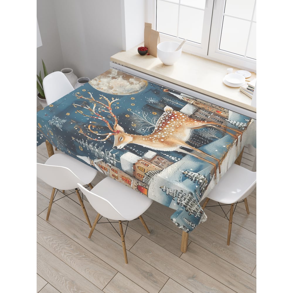 Изображение товара Прямоугольная тканевая скатерть JoyArty на стол 145х180 см серия Новый год и Рождество