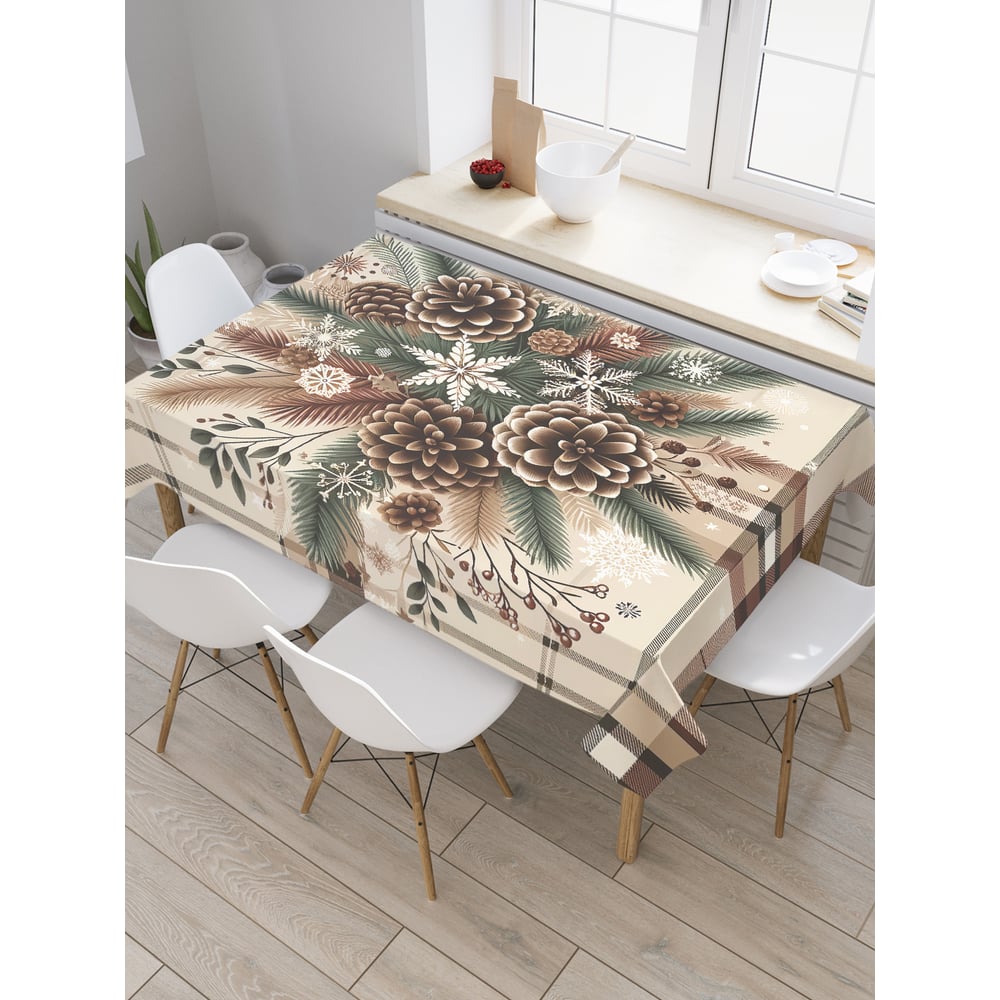 Изображение товара Прямоугольная тканевая скатерть JoyArty Шишки в иголках 145х180 см