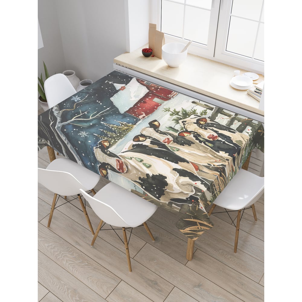 Изображение товара Прямоугольная тканевая скатерть JoyArty Коровы на прогулке 145х180 см