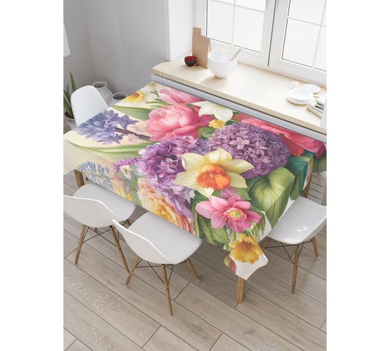 Изображение товара Прямоугольная тканевая скатерть на стол с рисунком JoyArty Весенние цветы 120х145 см tc_sd3497_120x145