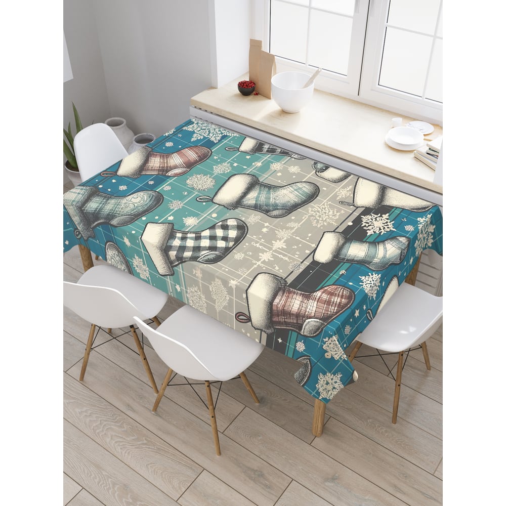 Изображение товара Прямоугольная тканевая скатерть JoyArty 120х145 см новогодний дизайн