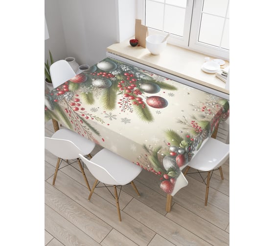 Изображение товара Прямоугольная тканевая скатерть на стол с рисунком JoyArty Праздничная атмосфера 120х145 см, серия Новый год и Рождество tc_sd3958_120x145