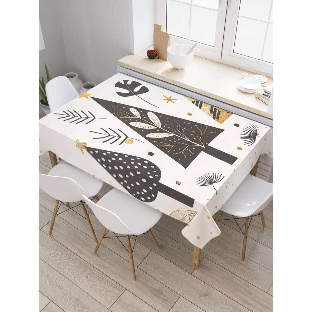 Изображение товара Прямоугольная тканевая скатерть JoyArty с рисунком елочек 145х180 см для новогодних праздников