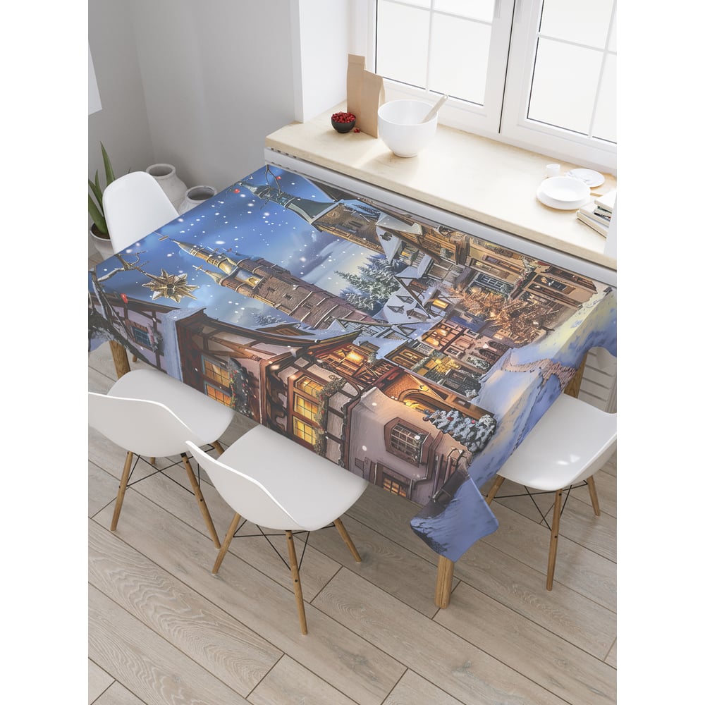 Изображение товара Прямоугольная тканевая скатерть на стол с рисунком JoyArty Снежная ночь 120х145 см, серия Новый год и Рождество tc_sd3983_120x145
