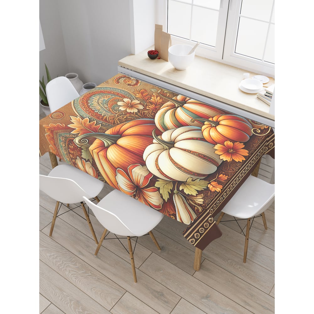 Изображение товара Прямоугольная тканевая скатерть JoyArty Тыквенная поляна 120x145 см