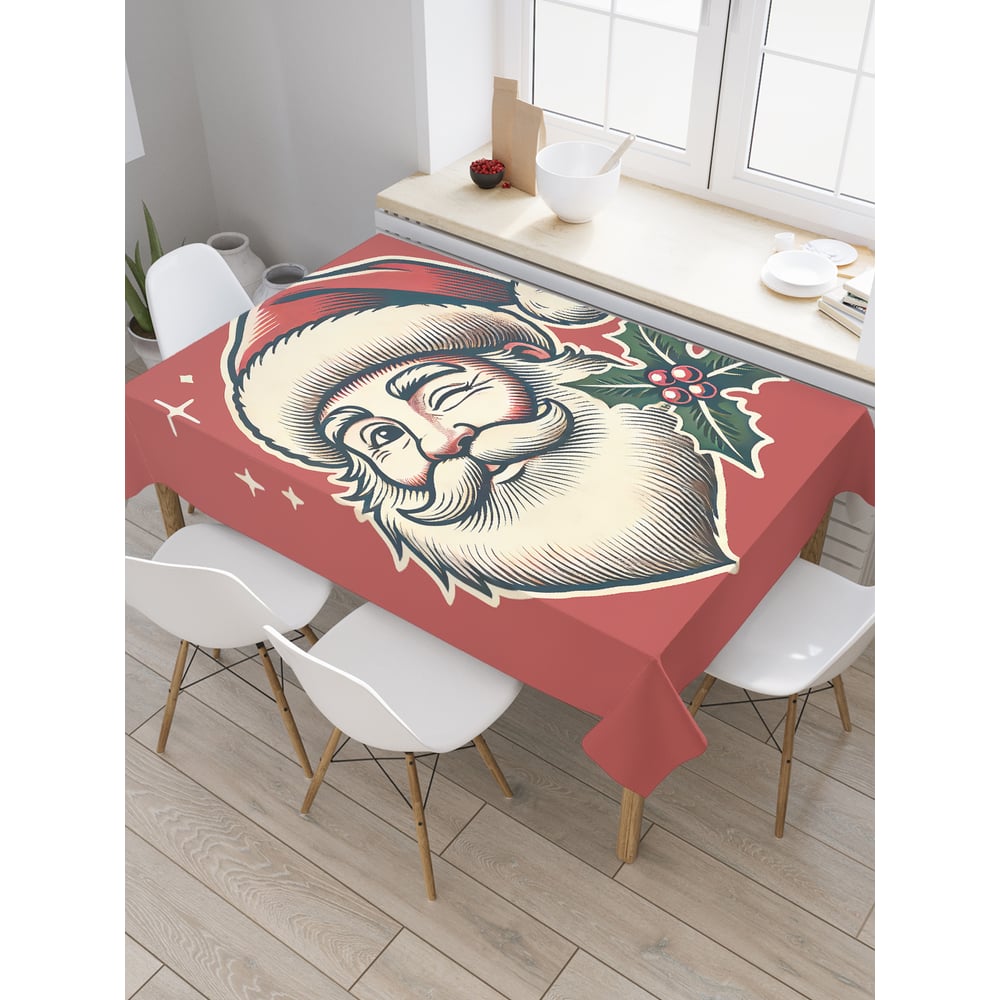 Изображение товара Прямоугольная тканевая скатерть JoyArty с рисунком Дед Мороз 145x180 см