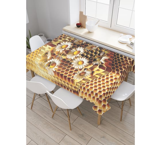 Изображение товара Прямоугольная тканевая скатерть на стол с рисунком JoyArty Медовые цветы 145х180 см tc_sd3423_180x145