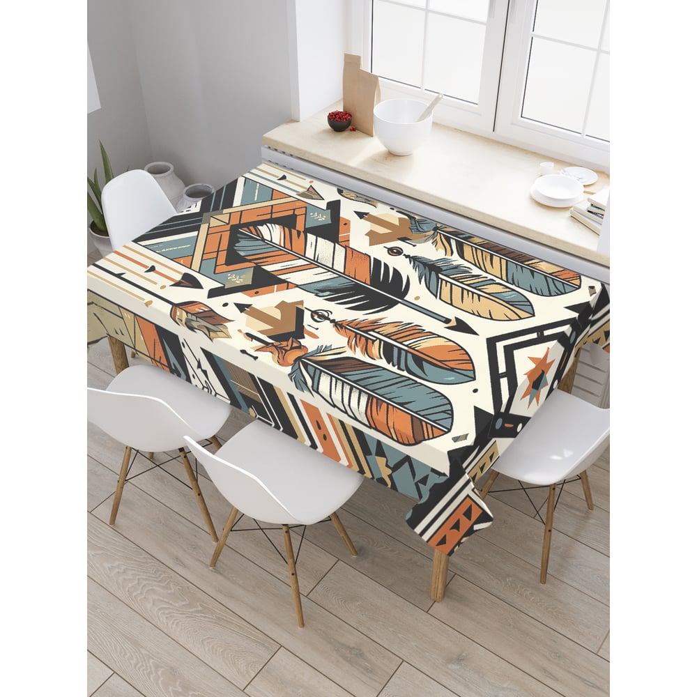 Изображение товара Прямоугольная тканевая скатерть JoyArty этнический дизайн 145х180 см