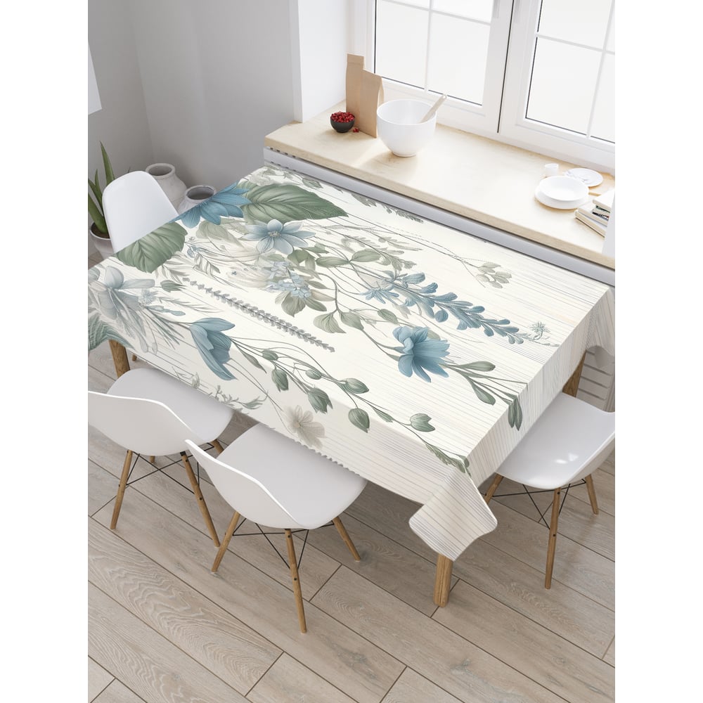 Изображение товара Прямоугольная тканевая скатерть JoyArty 145х180 см с рисунком цветов