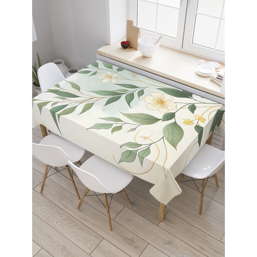 Изображение товара Прямоугольная тканевая скатерть JoyArty Жасмин 120х145 см стильная и практичная