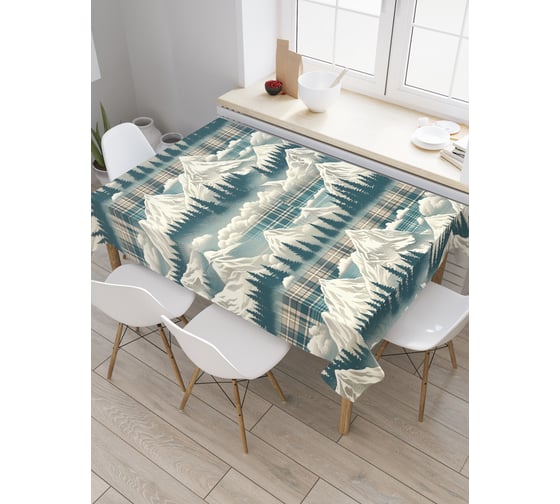 Изображение товара Прямоугольная тканевая скатерть на стол с рисунком JoyArty Коллаж гор 120х145 см tc_sd3939_120x145