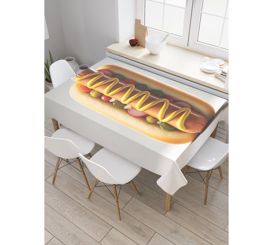 Изображение товара Прямоугольная тканевая скатерть на стол с рисунком JoyArty Хот-дог 145х180 см tc_sd3454_180x145
