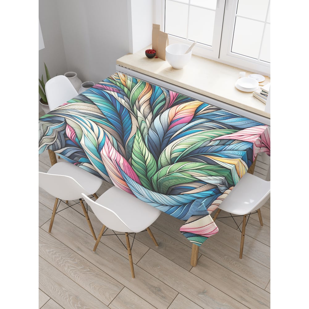 Изображение товара Прямоугольная тканевая скатерть JoyArty Яркие листья 145x180 см сатен